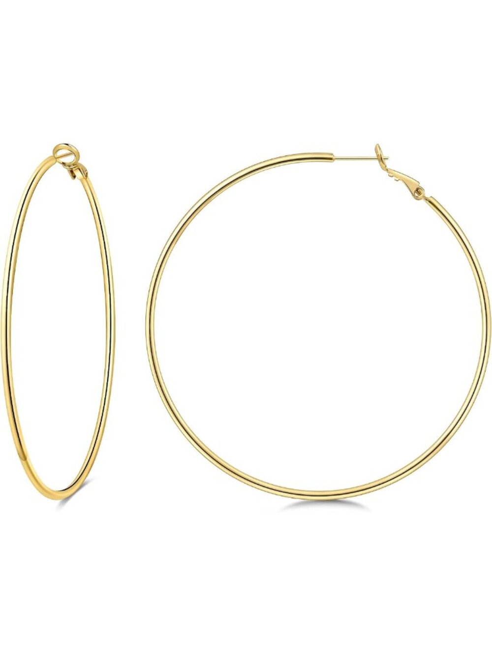 Elegant 14K Gold Plated Thin Hoop Earrings for Women - Stylish & Lightweight